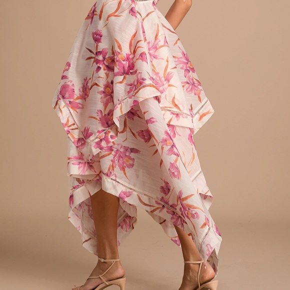 SOLD Lulu’s Only a Dream Peach Floral Print Cutout Handkerchief Dress - XS - Picture 5 of 11